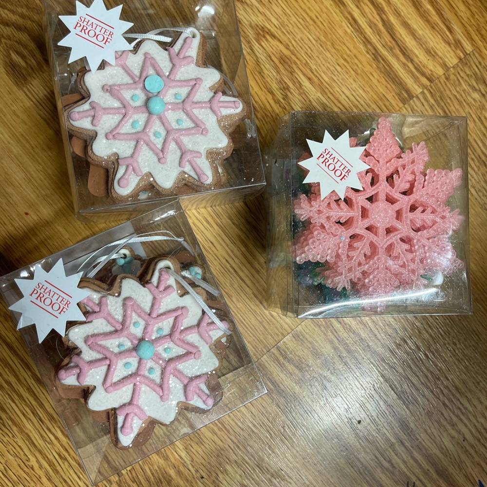 Lot of 3 bx Shatterproof Snowflake Ornaments Set